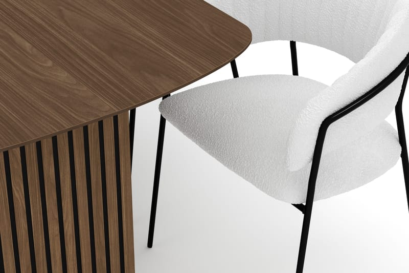 Richeto Spisebord 180 cm med 6 Karol Spisestoler - Røkt eik / Hvit Bouclé - Møbler - Bord - Spisegrupper