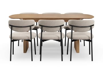 Richeto spisebord 180 cm med 6 Lucy spisestoler - Eik - Møbler - Bord - Spisegrupper