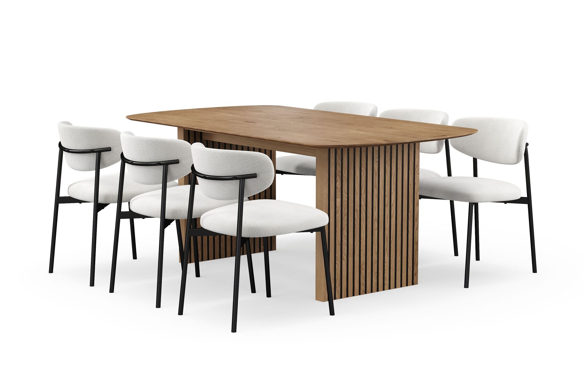 Richeto spisebord 180 cm med 6 Lucy spisestoler - Eik
