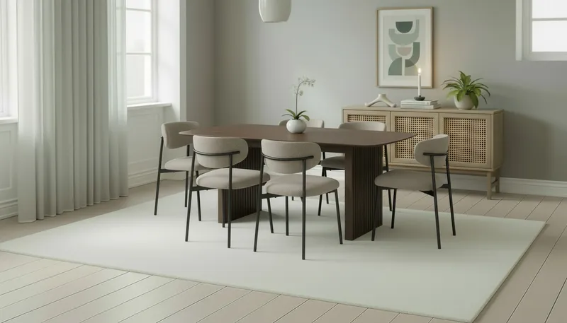 Richeto Spisebord 180 cm med 6 Lucy Spisestoler - Røkt eik / Greige Bouclé - Møbler - Bord - Spisegrupper