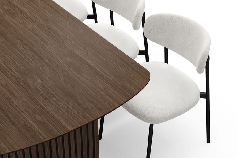 Richeto Spisebord 180 cm med 6 Lucy Spisestoler - Røkt eik / Hvit Bouclé - Møbler - Bord - Spisegrupper