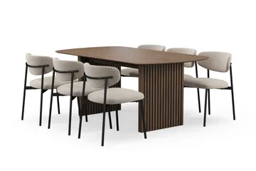 Richeto spisebord 180 cm med 6 Lucy spisestoler - Røkt eik - Møbler - Bord - Spisegrupper