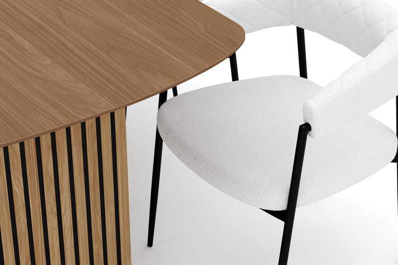Richeto Spisebord 180 cm med 6 Velma Spisestoler - Naturlig finish / Hvit Bouclé - Møbler - Bord - Spisegrupper