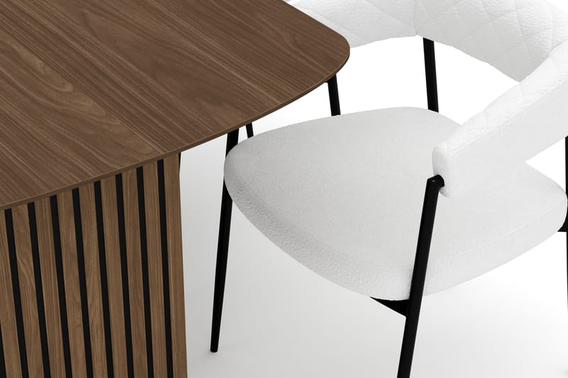 Richeto Spisebord 180 cm med 6 Velma Spisestoler - Røkt eik / Hvit Bouclé - Møbler - Bord - Spisegrupper