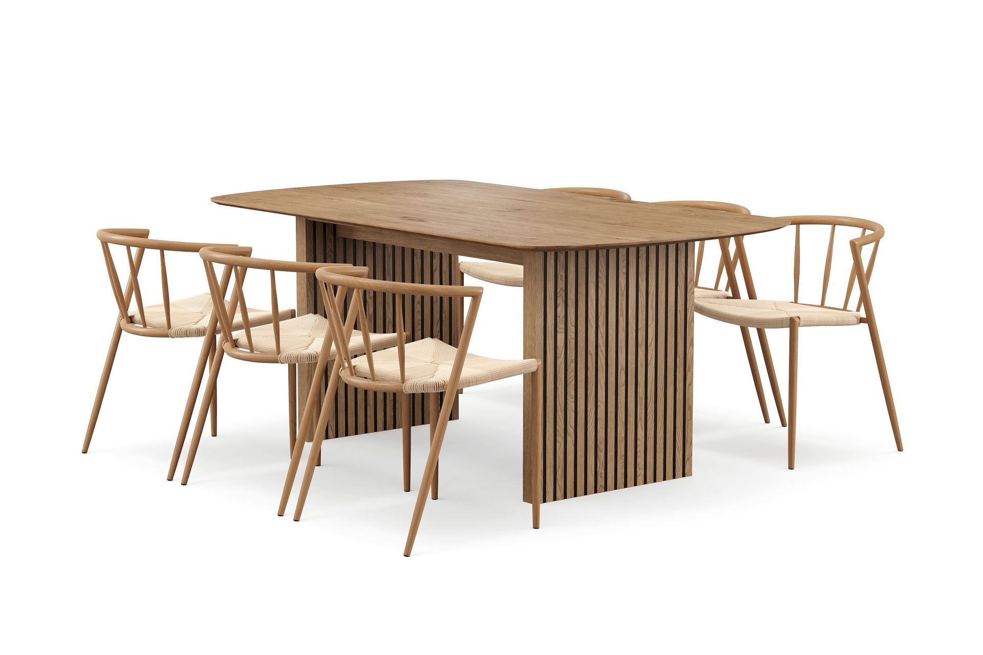 Richeto spisebord 180 cm med 6 Winston spisestoler - Eik