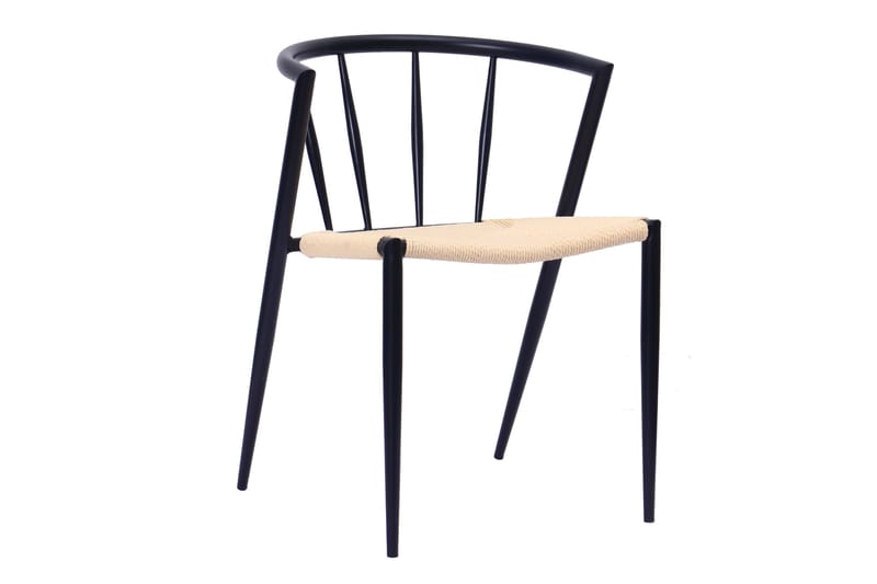 Richeto Spisebord 180 cm med 6 Winston Spisestoler - Naturlig finish / Beige / Metallben Svart - Møbler - Bord - Spisegrupper