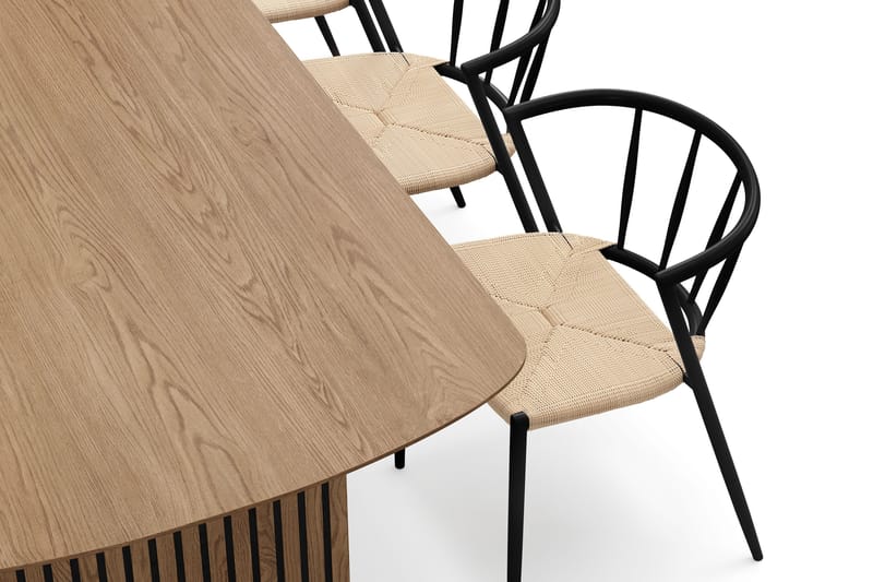 Richeto Spisebord 180 cm med 6 Winston Spisestoler - Naturlig finish / Beige / Metallben Svart - Møbler - Bord - Spisegrupper