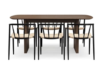 Richeto spisebord 180 cm med 6 Winston spisestoler - Røkt eik - Møbler - Bord - Spisegrupper