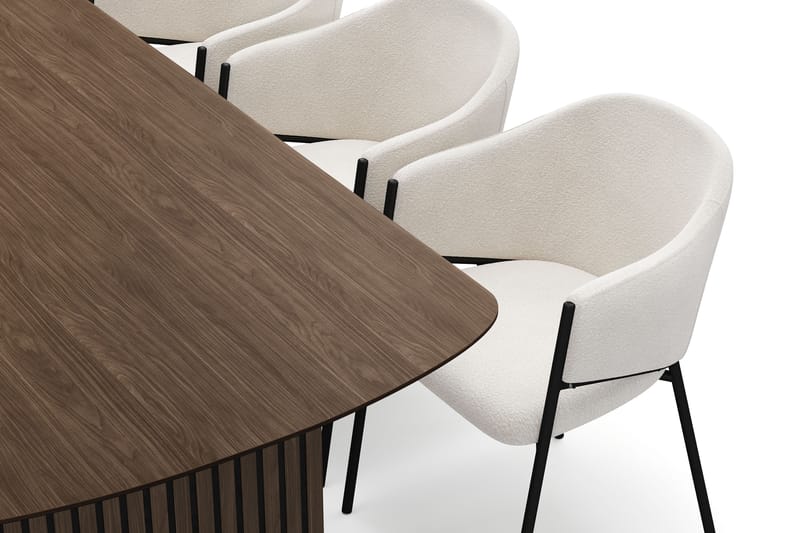 Richeto Spisebord 210 cm med 6 Filip Spisestoler - Røkt eik / Hvit Bouclé - Møbler - Bord - Spisegrupper