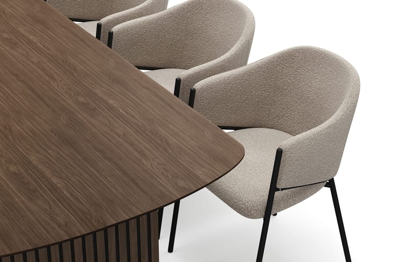 Richeto Spisebord 210 cm med 6 Filip Spisestoler - Røkt eik / Taupe Bouclé - Møbler - Bord - Spisegrupper