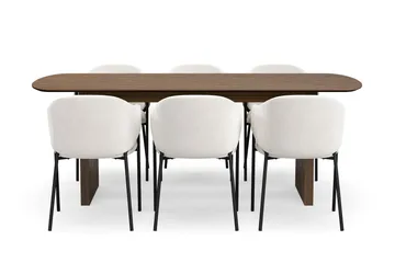 Richeto spisebord 210 cm med 6 Filip spisestoler - Røkt eik - Møbler - Bord - Spisegrupper
