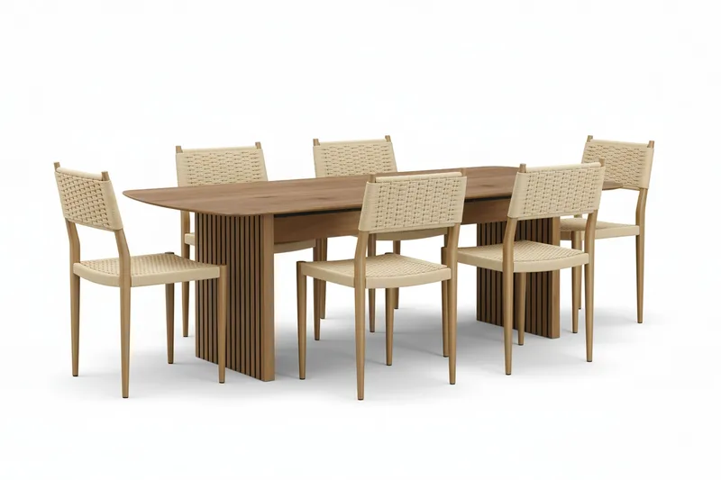 Richeto Spisebord 210 cm med 6 Jamna Spisestoler, Brun