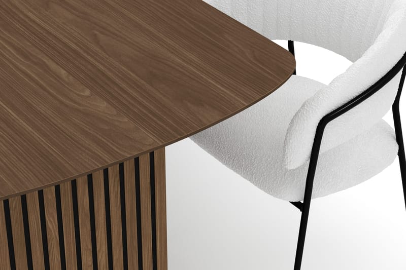 Richeto Spisebord 210 cm med 6 Karol Spisestoler - Røkt eik / Hvit Bouclé - Møbler - Bord - Spisegrupper