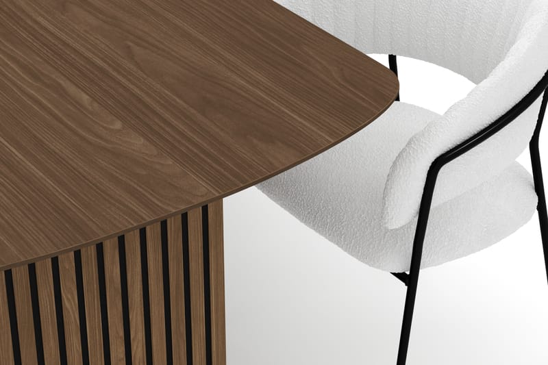 Richeto Spisebord 210 cm med 6 Karol Spisestoler - Røkt eik / Hvit Bouclé - Møbler - Bord - Spisegrupper