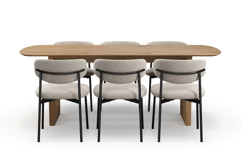 Richeto spisebord 210 cm med 6 Lucy spisestoler - Eik - Møbler - Bord - Spisegrupper