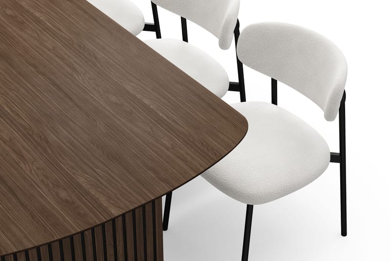 Richeto Spisebord 210 cm med 6 Lucy Spisestoler - Røkt eik / Hvit Bouclé - Møbler - Bord - Spisegrupper