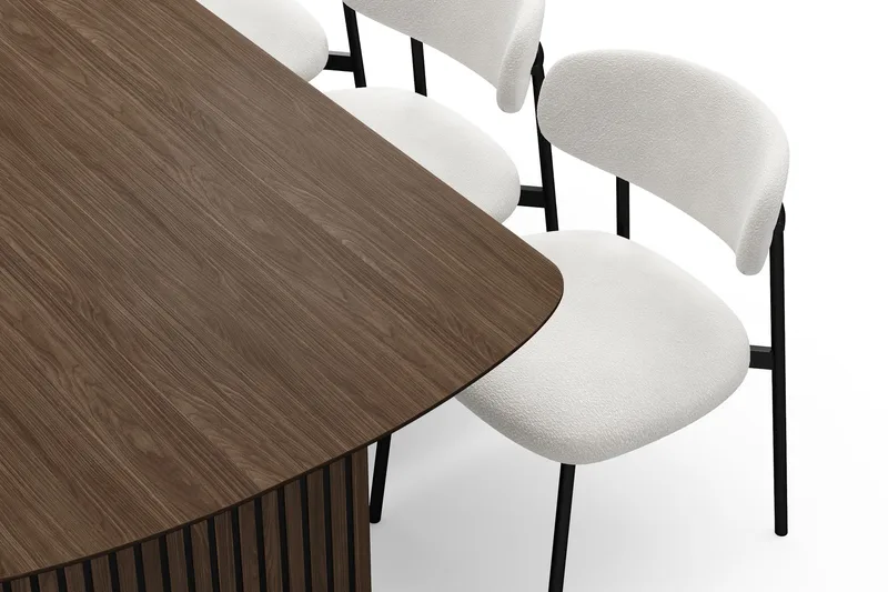 Richeto spisebord 210 cm med 6 Lucy spisestoler - Røkt eik / hvit bouclé - Møbler - Bord - Spisegrupper