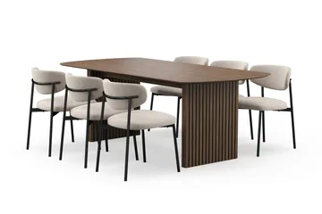 Richeto spisebord 210 cm med 6 Lucy spisestoler - Røkt eik - Møbler - Bord - Spisegrupper