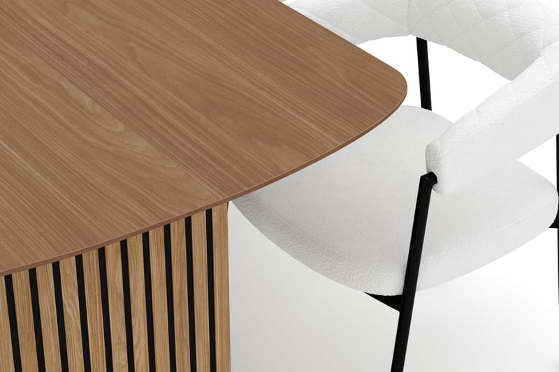 Richeto Spisebord 210 cm med 6 Velma Spisestoler - Naturlig finish / Hvit Bouclé - Møbler - Bord - Spisegrupper