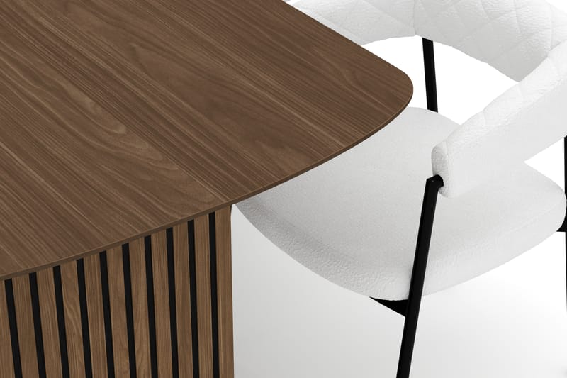 Richeto Spisebord 210 cm med 6 Velma Spisestoler - Røkt eik / Hvit Bouclé - Møbler - Bord - Spisegrupper