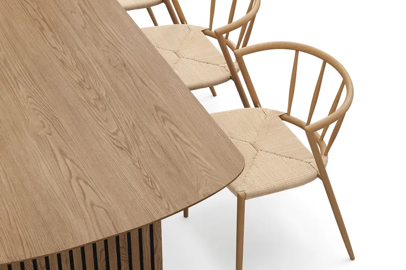 Richeto Spisebord 210 cm med 6 Winston Spisestoler - Naturlig finish / Beige / Metallben Eik - Møbler - Bord - Spisegrupper