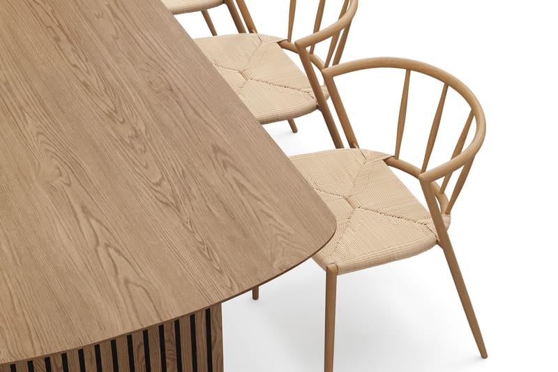 Richeto Spisebord 210 cm med 6 Winston Spisestoler - Naturlig finish / Beige / Metallben Eik - Møbler - Bord - Spisegrupper