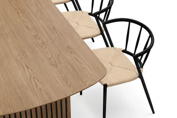 Richeto spisebord 210 cm med 6 Winston spisestoler - Naturlig finish / Beige / Metallben svart - Møbler - Bord - Spisegrupper