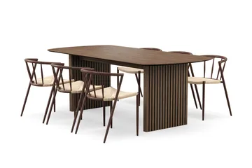 Richeto spisebord 210 cm med 6 Winston spisestoler - Røkt eik - Møbler - Bord - Spisegrupper