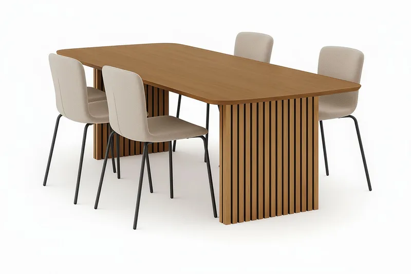 Richeto spisebord 240 cm med 4 Katy spisestoler, Eik