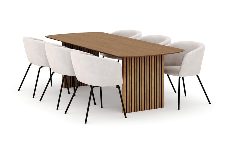 Richeto Spisebord 240 cm med 6 Berit Stoler - Natur - Møbler - Bord - Spisegrupper