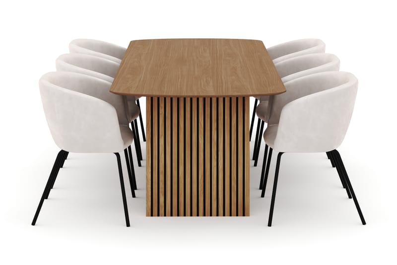 Richeto Spisebord 240 cm med 6 Berit Stoler - Natur - Møbler - Bord - Spisegrupper