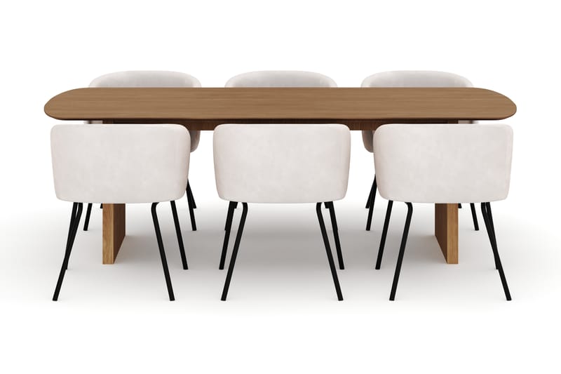 Richeto Spisebord 240 cm med 6 Berit Stoler - Natur - Møbler - Bord - Spisegrupper