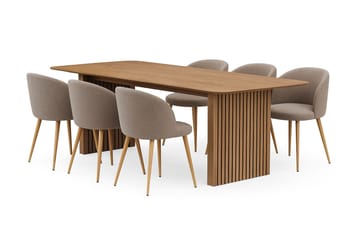 Richeto spisebord 240 cm med 6 Greya spisestoler med armlener - Eik - Møbler - Bord - Spisegrupper