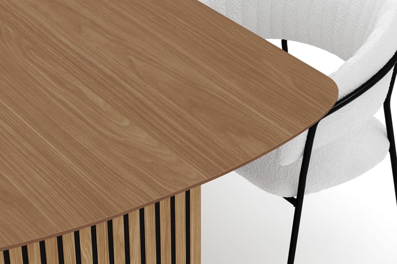 Richeto Spisebord 240 cm med 6 Karol Spisestoler - Naturlig finish / Hvit Bouclé - Møbler - Bord - Spisegrupper