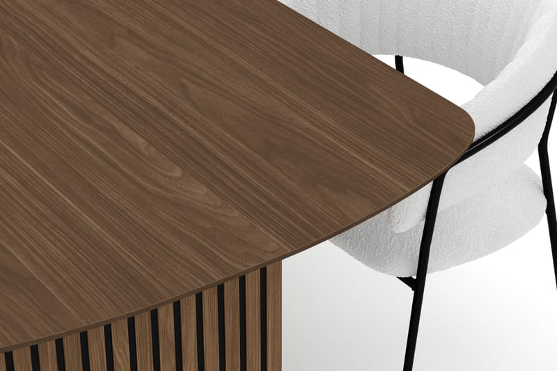 Richeto Spisebord 240 cm med 6 Karol Spisestoler - Røkt eik / Hvit Bouclé - Møbler - Bord - Spisegrupper