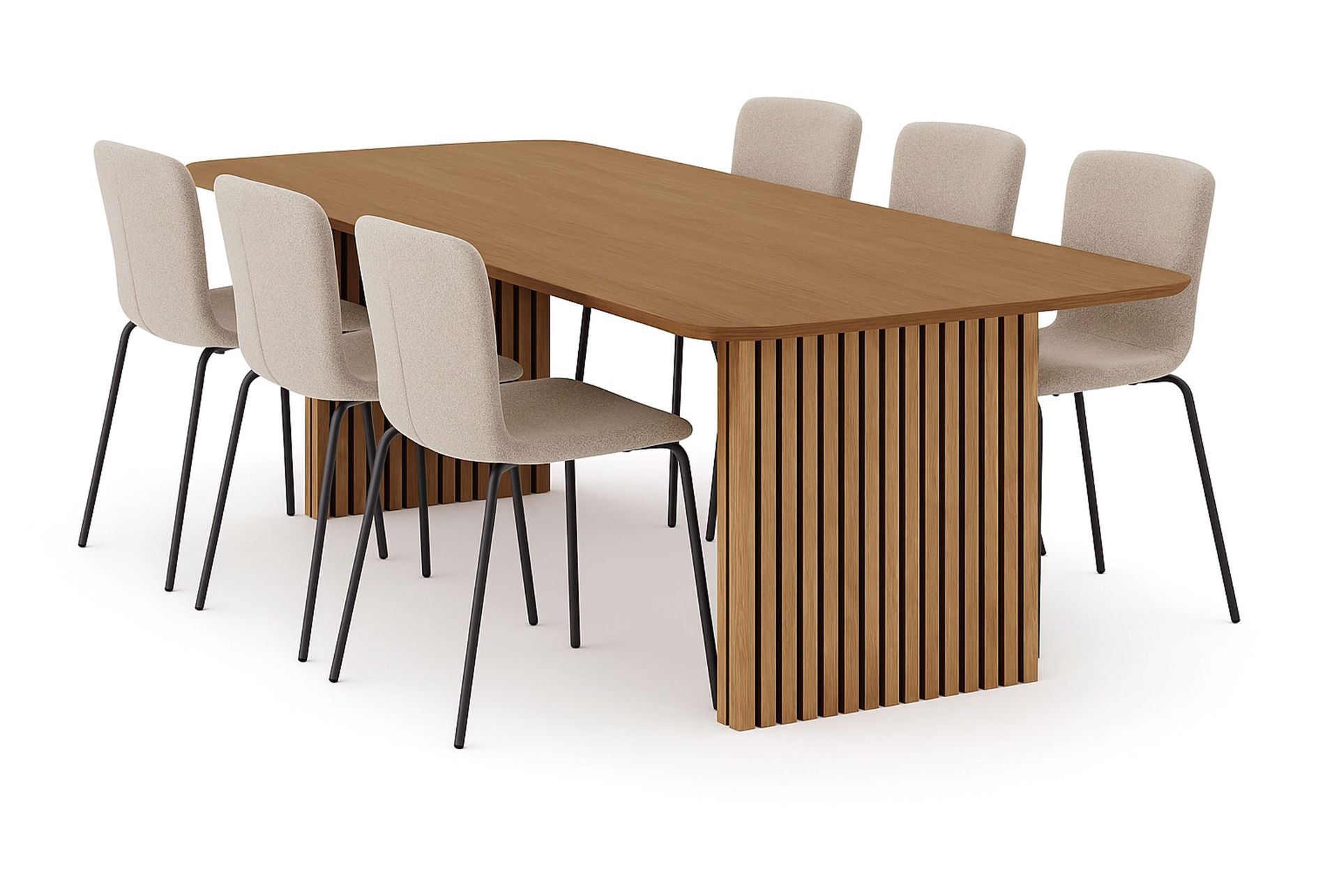 Richeto spisebord 240 cm med 6 Katy spisestoler - Eik