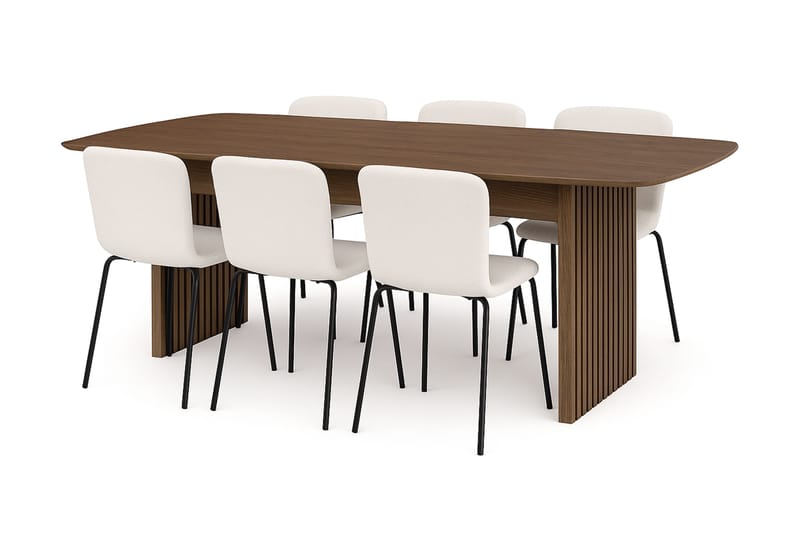 Richeto spisebord 240 cm med 6 Katy spisestoler, Røkt eik