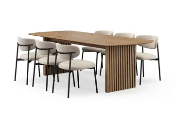 Richeto spisebord 240 cm med 6 Lucy spisestoler - Eik - Møbler - Bord - Spisegrupper