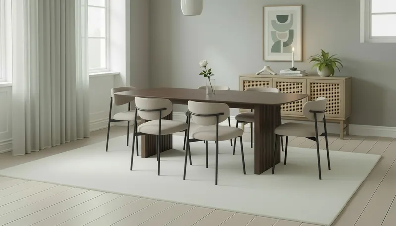 Richeto Spisebord 240 cm med 6 Lucy Spisestoler - Røkt eik / Greige Bouclé - Møbler - Bord - Spisegrupper