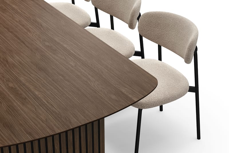 Richeto Spisebord 240 cm med 6 Lucy Spisestoler - Røkt eik / Greige Bouclé - Møbler - Bord - Spisegrupper