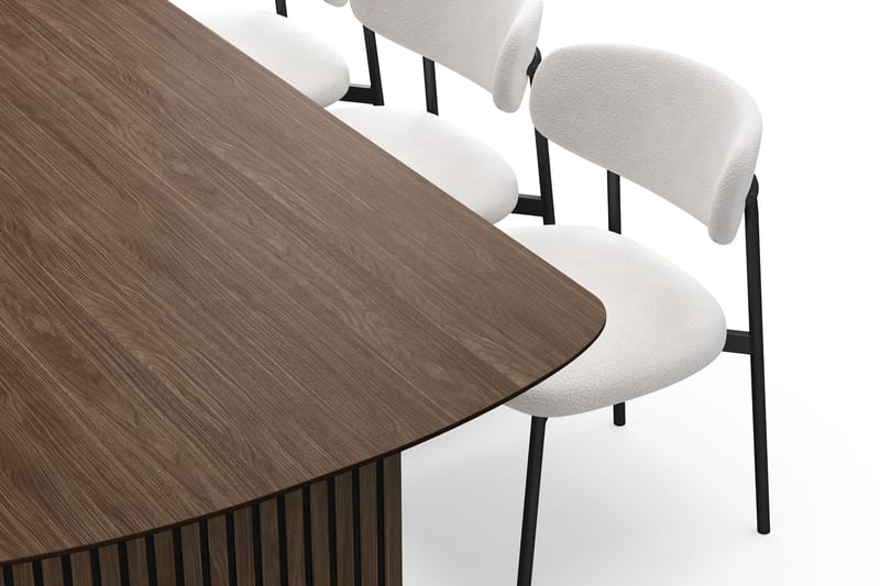 Richeto Spisebord 240 cm med 6 Lucy Spisestoler - Røkt eik / Hvit Bouclé - Møbler - Bord - Spisegrupper