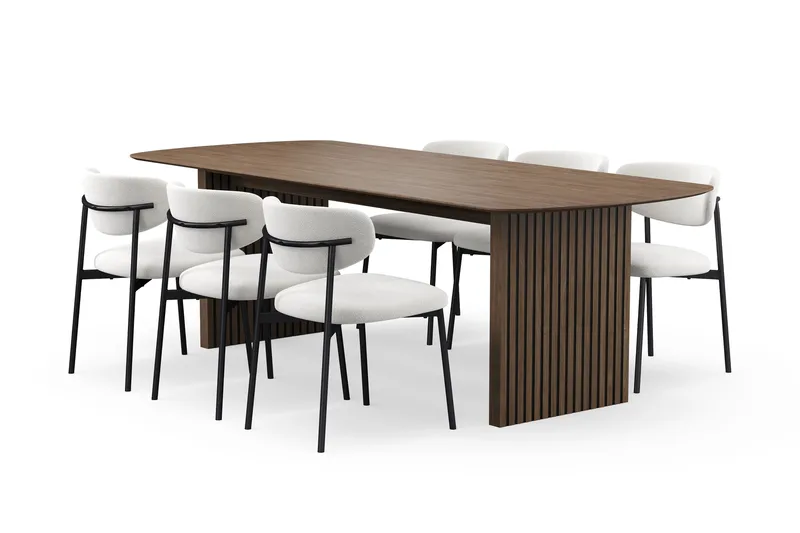 Richeto spisebord 240 cm med 6 Lucy spisestoler - Røkt eik - Møbler - Bord - Spisegrupper