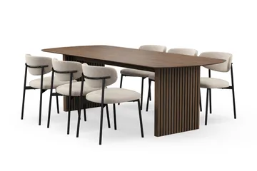 Richeto spisebord 240 cm med 6 Lucy spisestoler - Røkt eik - Møbler - Bord - Spisegrupper