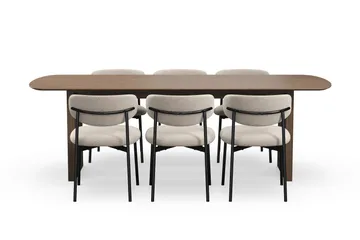 Richeto spisebord 240 cm med 6 Lucy spisestoler - Røkt eik - Møbler - Bord - Spisegrupper