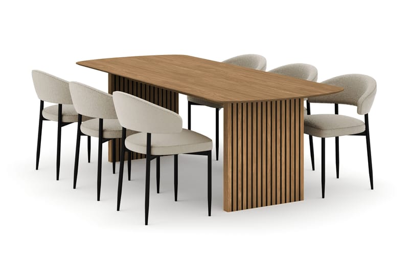 Richeto Spisebord 240 cm med 6 Sawako Stoler - Natur - Møbler - Bord - Spisegrupper