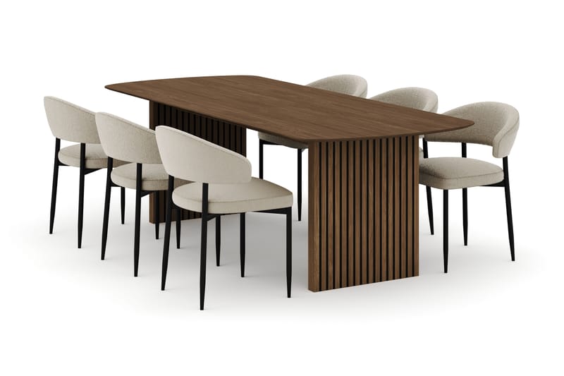 Richeto Spisebord 240 cm med 6 Sawako Stoler - Natur - Møbler - Bord - Spisegrupper