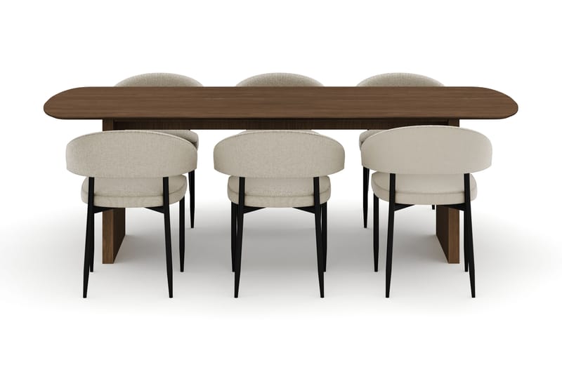 Richeto Spisebord 240 cm med 6 Sawako Stoler - Natur - Møbler - Bord - Spisegrupper