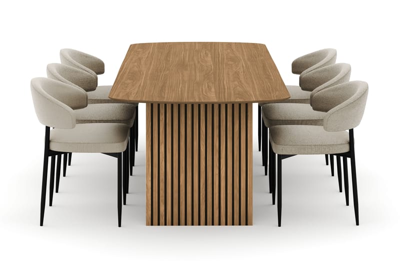 Richeto Spisebord 240 cm med 6 Sawako Stoler - Natur - Møbler - Bord - Spisegrupper