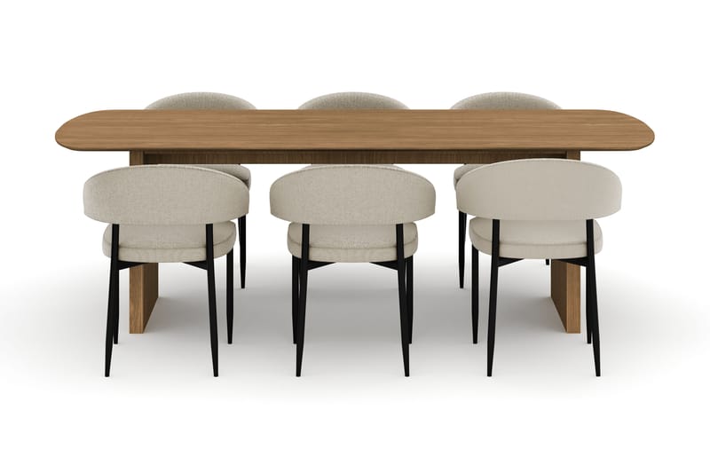 Richeto Spisebord 240 cm med 6 Sawako Stoler - Natur - Møbler - Bord - Spisegrupper