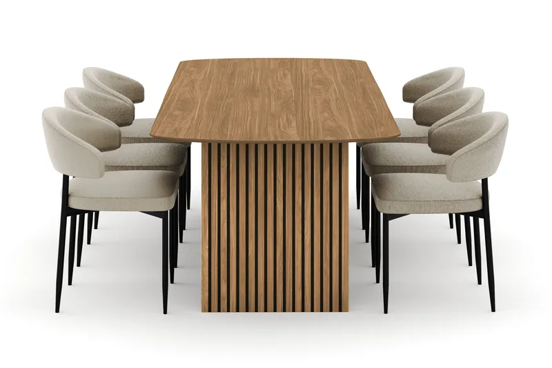 Richeto Spisebord 240 cm med 6 Sawako Stoler - Natur - Møbler - Bord - Spisegrupper